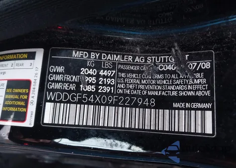 2009 Mercedes-Benz C 300 Luxury/Sport from USA, damaged, VIN WDDGF54X09F227948